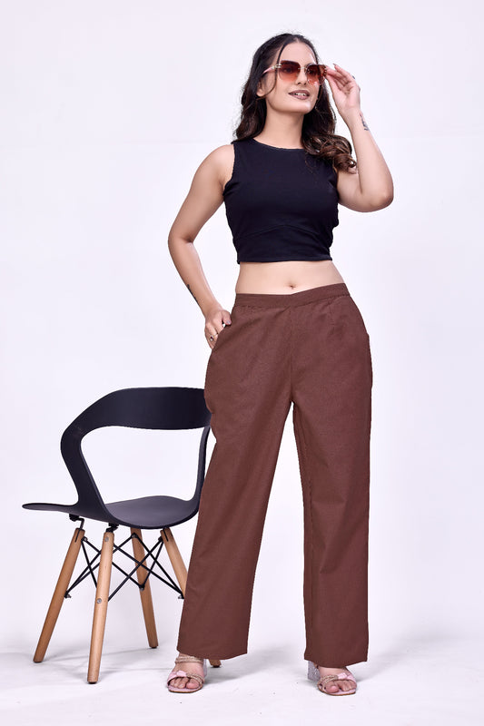 Women’s Mauve Brown Pure Cotton Pant
