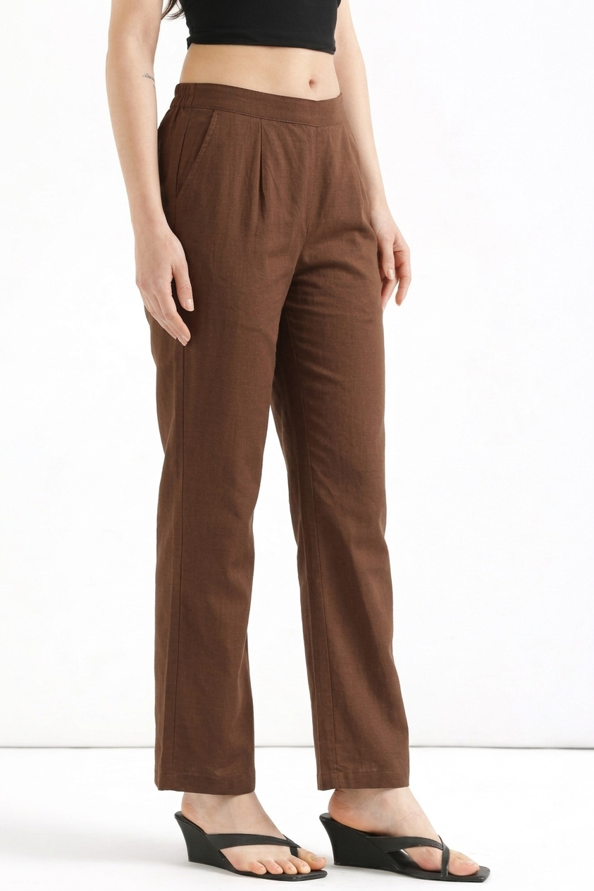 Women Coffee Brown Wide Leg Pant
