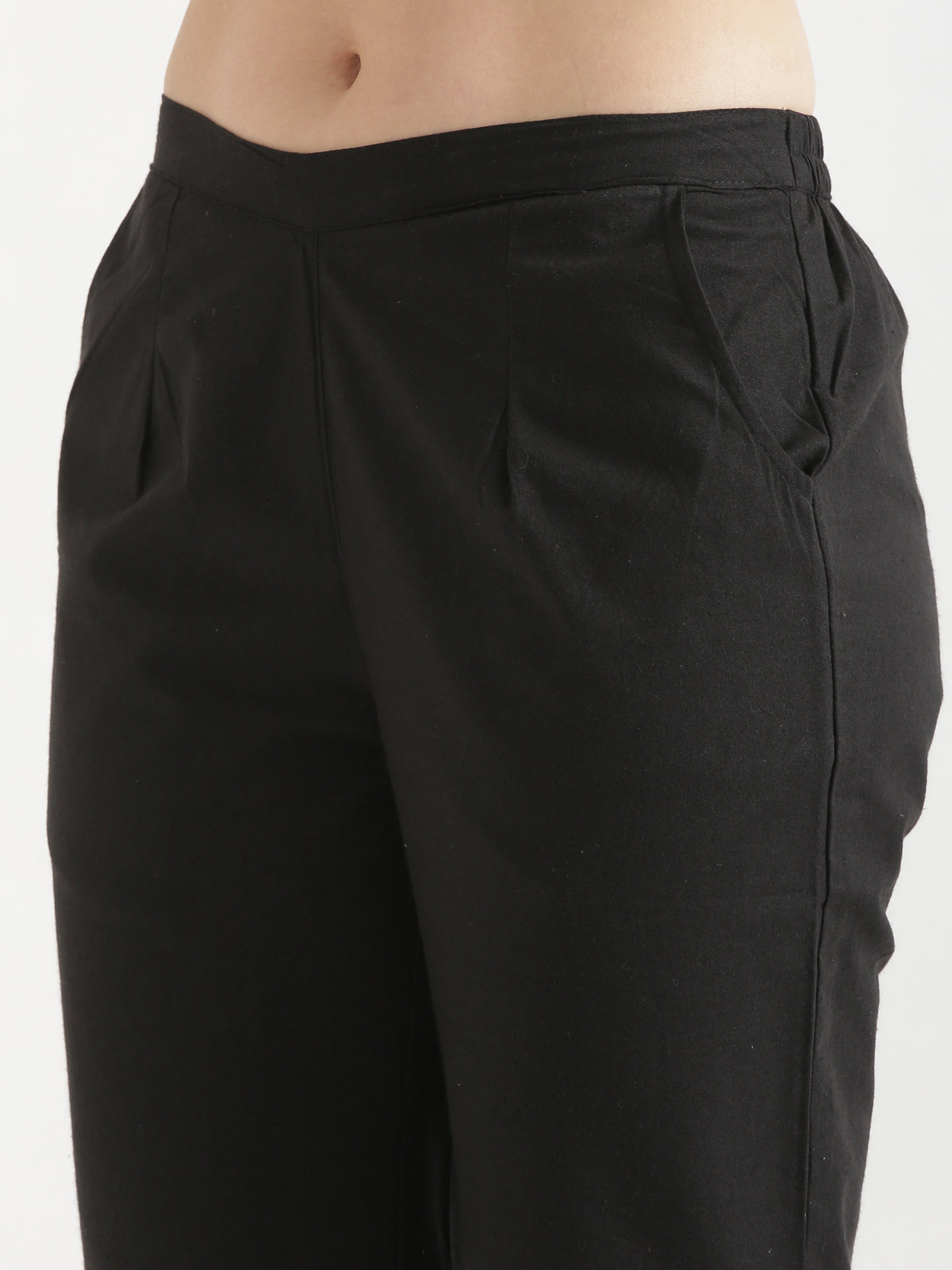 Women Black Wide Leg Cotton Pant