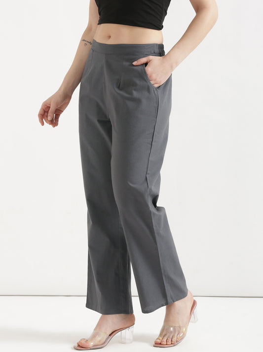 Women Gray Wide Leg Pant