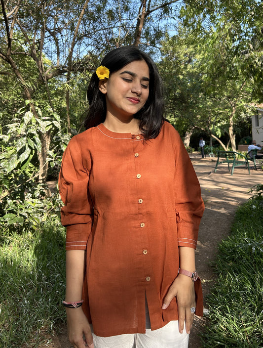 OLIVIA Rust Cotton Short Top