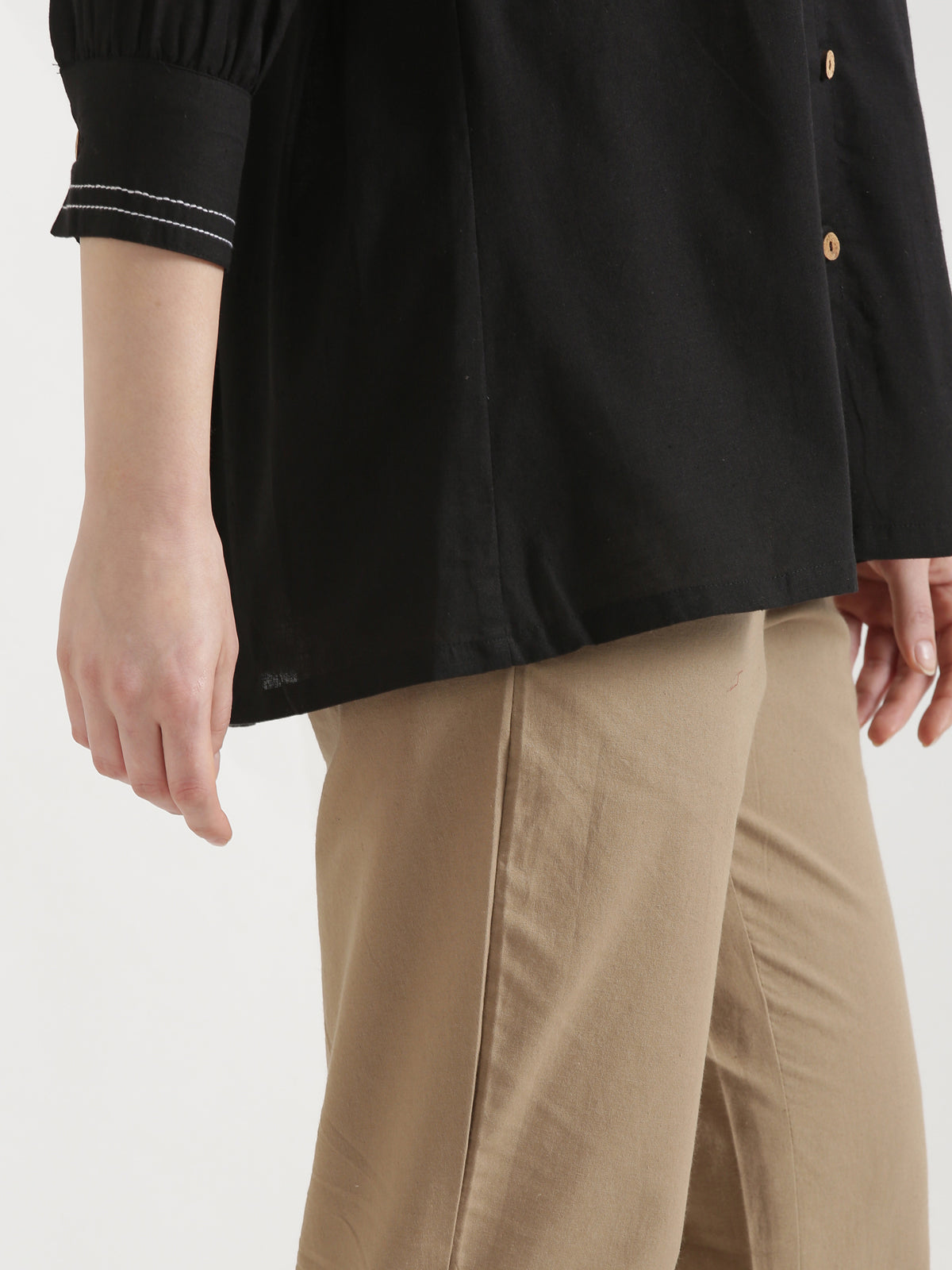 OLIVIA Black Cotton Short Top