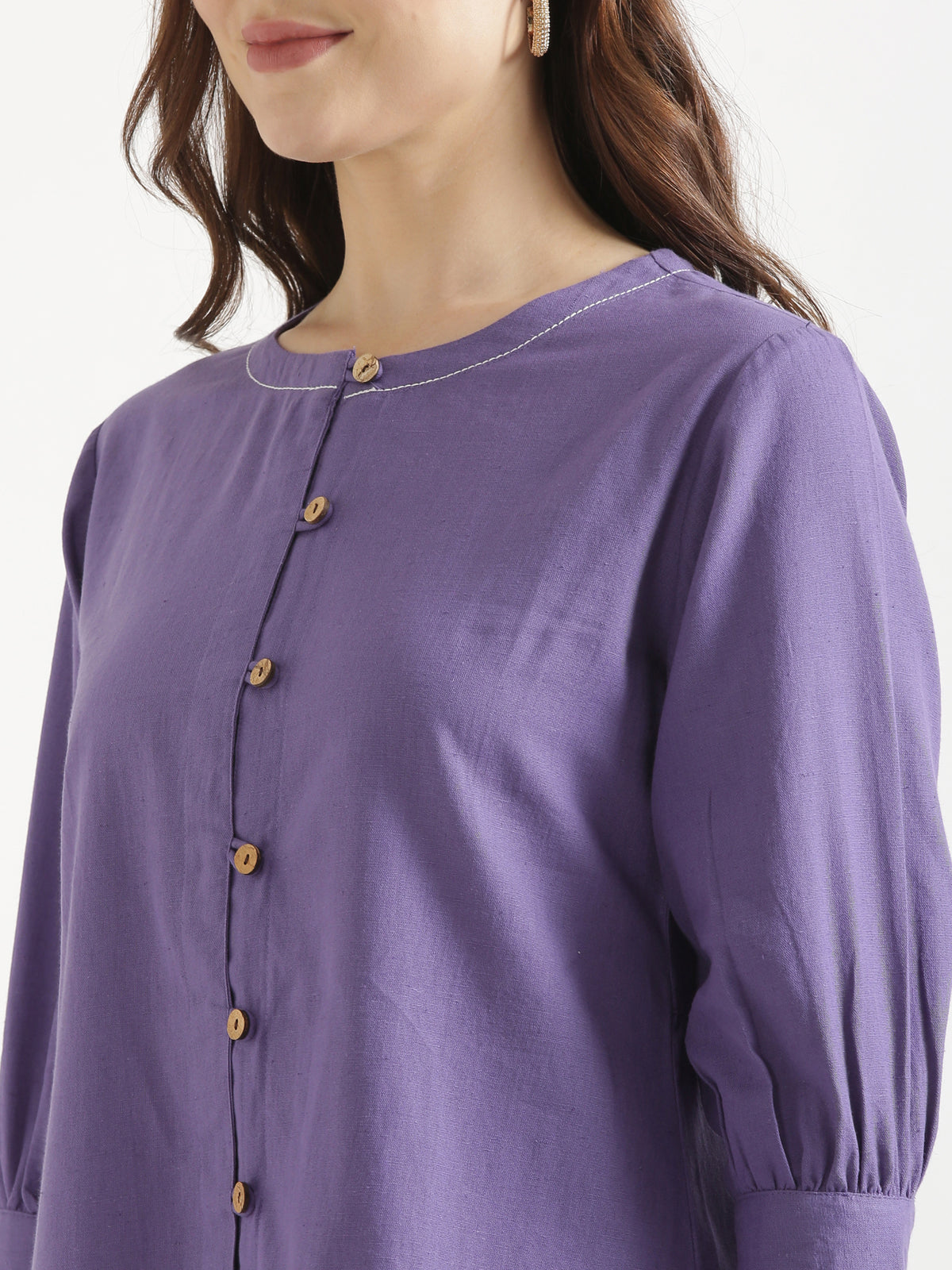 OLIVIA Purple Cotton Short Top