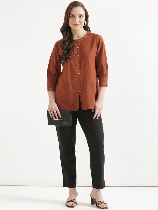 OLIVIA Rust Cotton Short Top