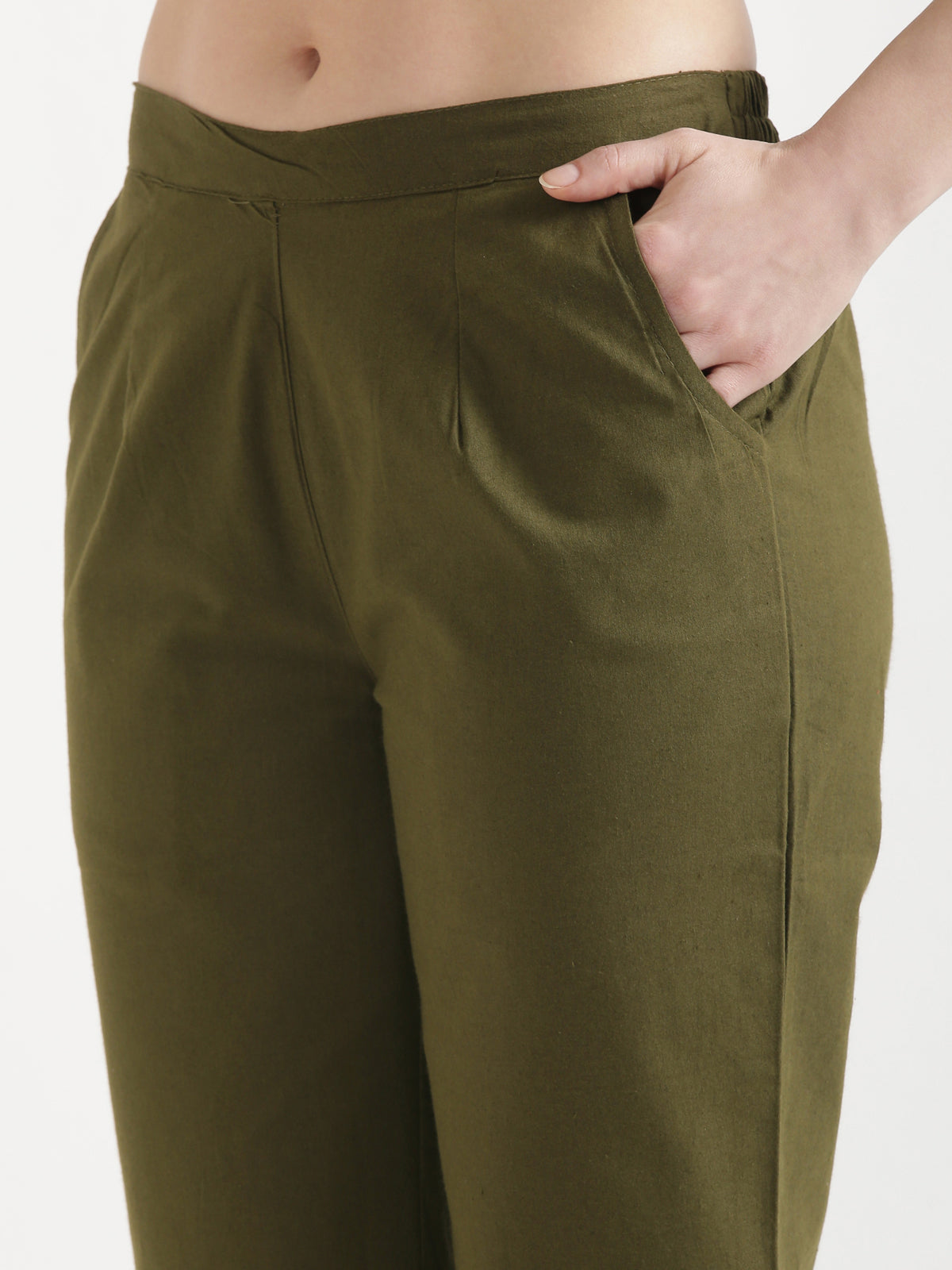 Women Olive Green Wide Leg Pant