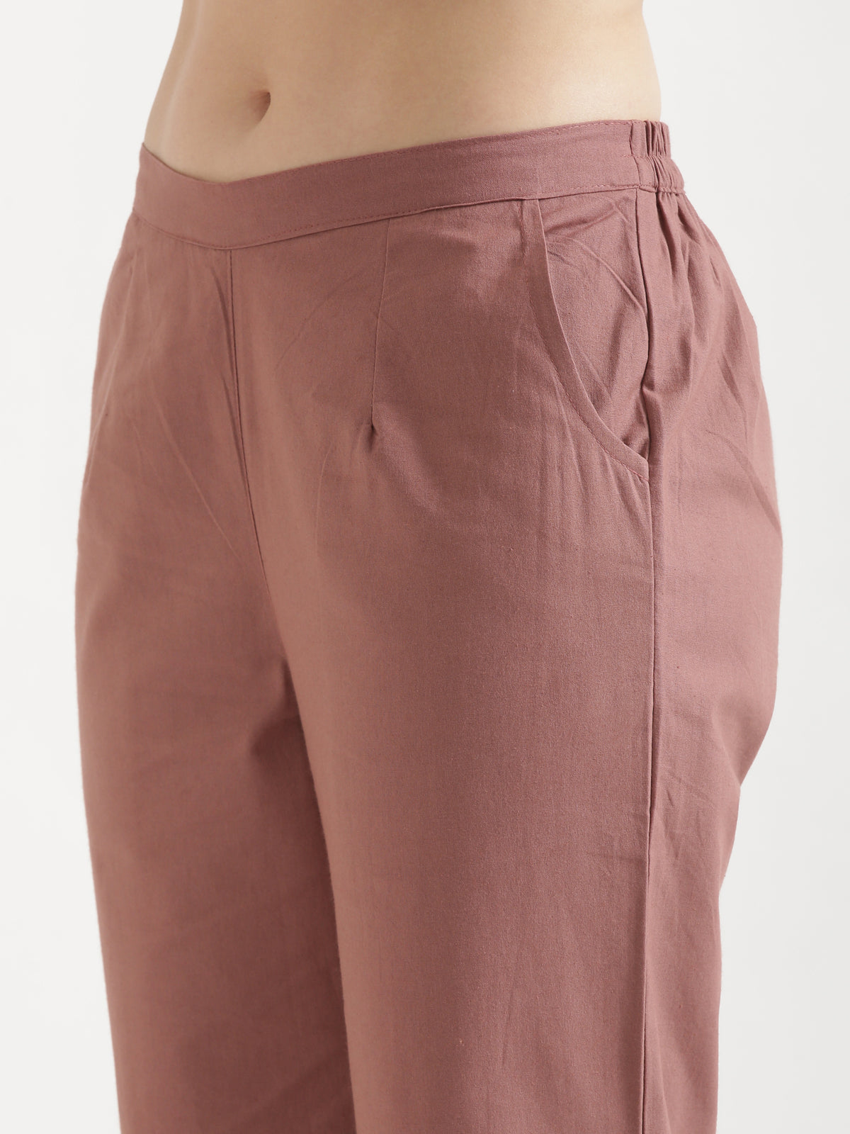 Women Rose Taupe Wide Leg Pant