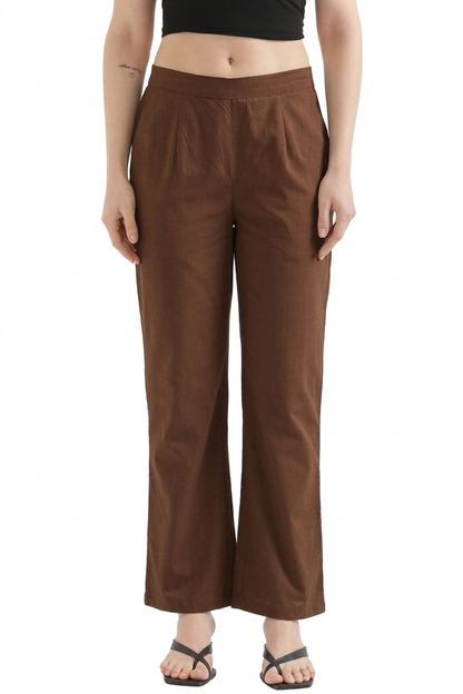 Women  Coffee Brown Wide Leg Pant