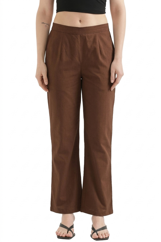 Women  Coffee Brown Wide Leg Pant