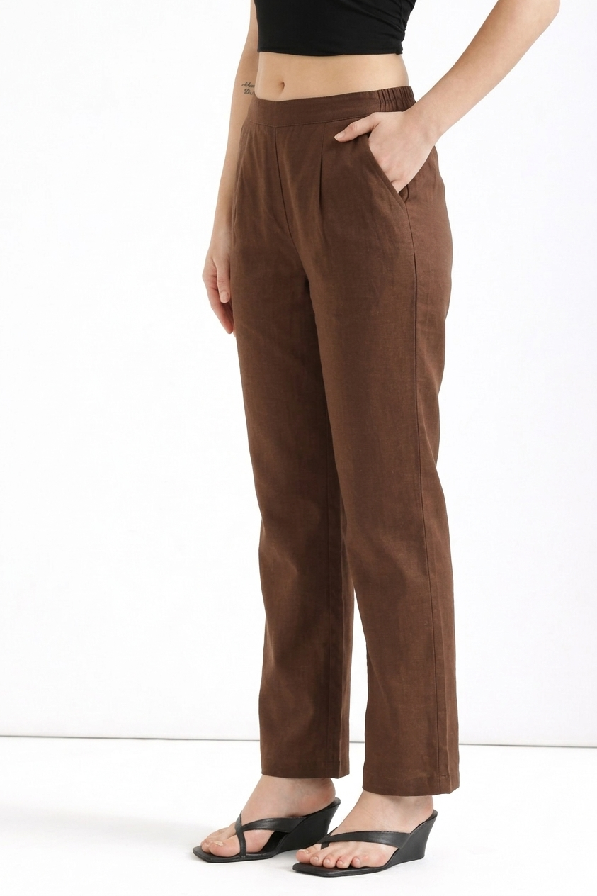 Women  Coffee Brown Wide Leg Pant