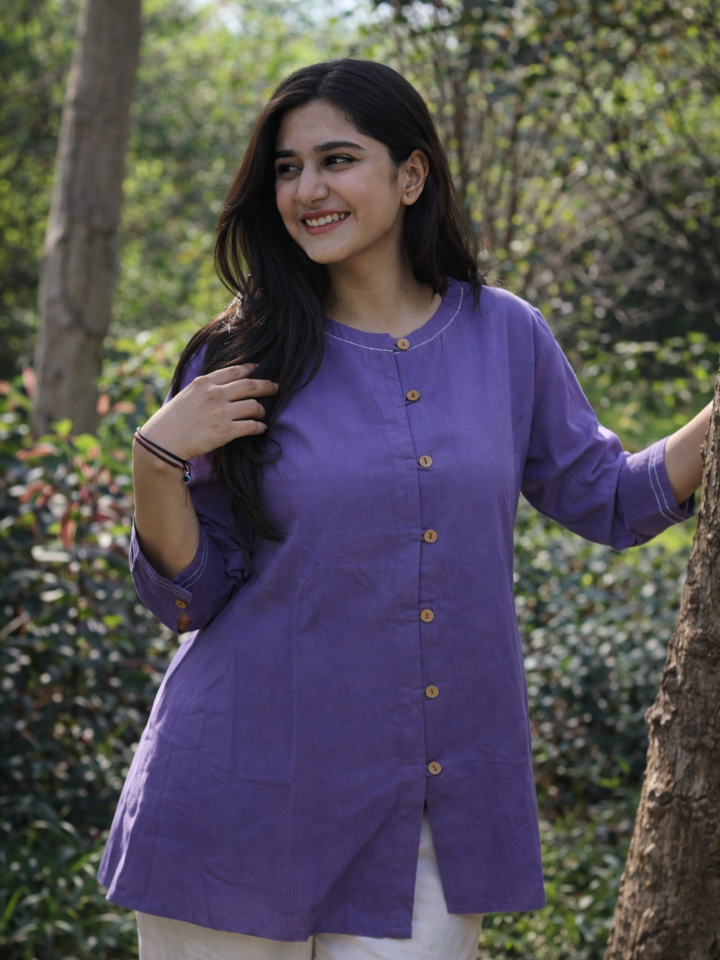 OLIVIA Purple Cotton Short Top