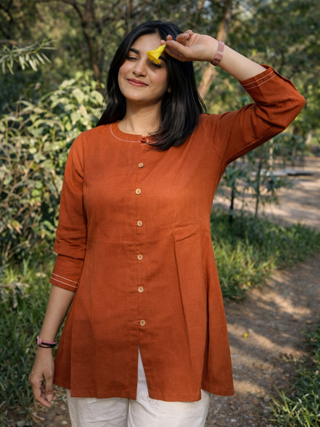 OLIVIA Rust Cotton Short Top