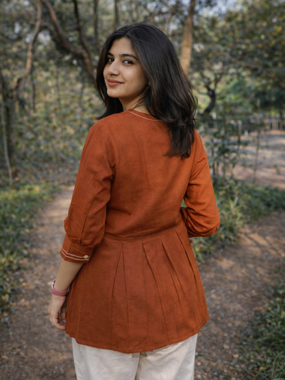 OLIVIA Rust Cotton Short Top