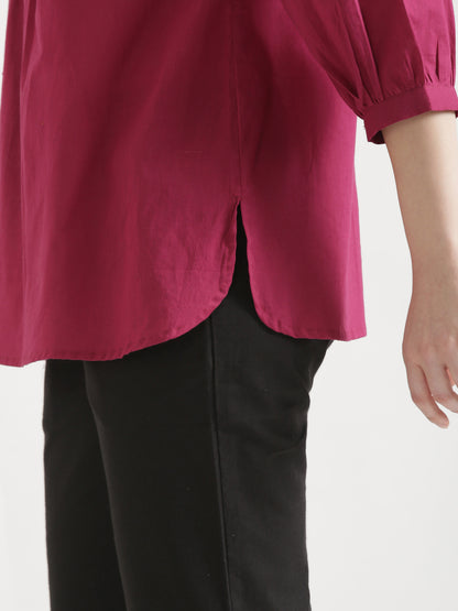 AIRA Raspberry V-Neck Cotton Short Top