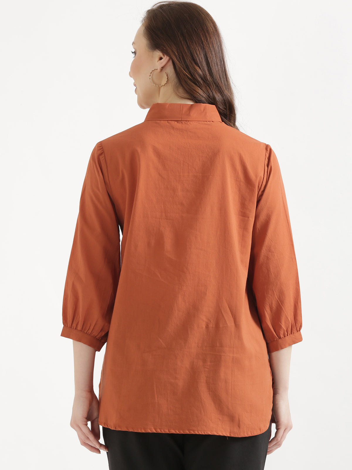 AIRA Rust V-Neck Cotton Short Top