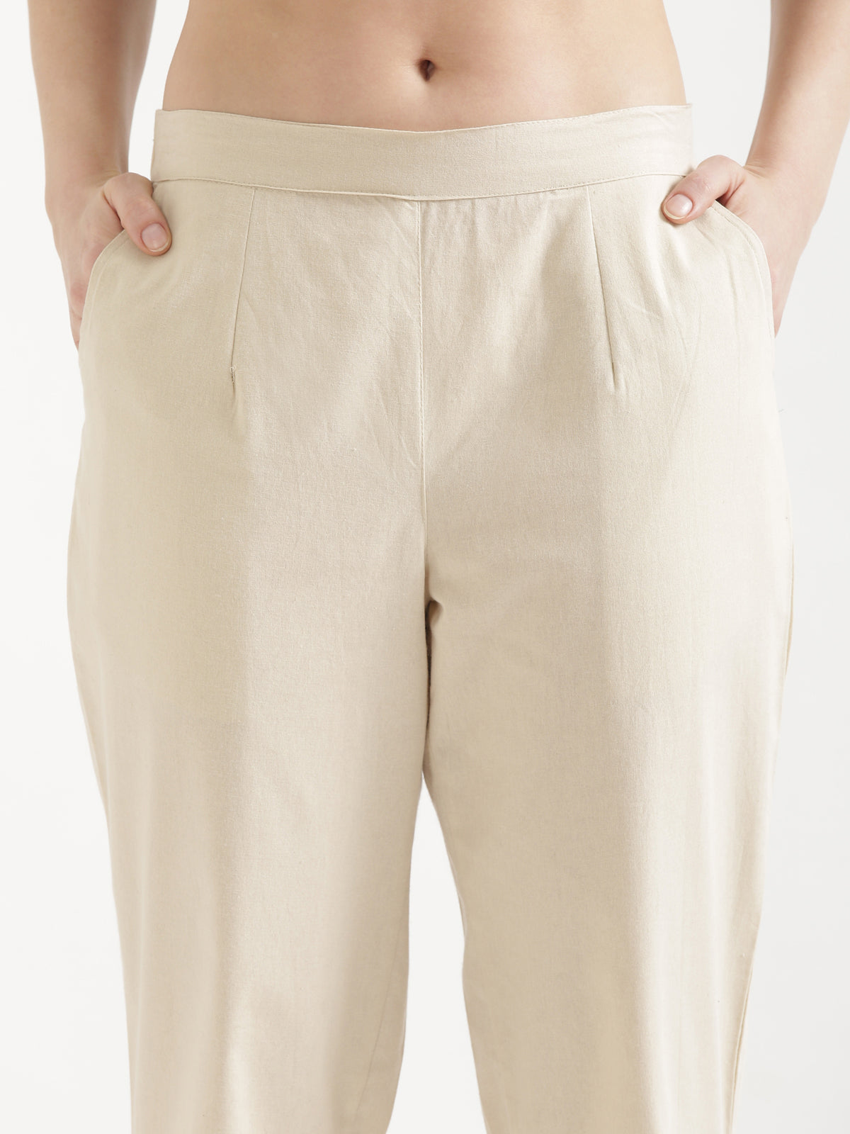Women Beige Cotton Pant