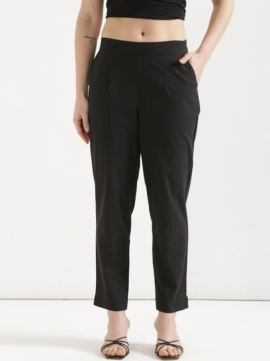 Women Black Cotton Pant