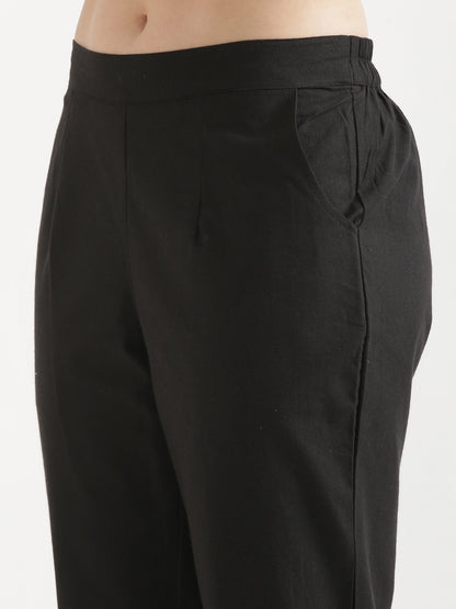 Women Black Cotton Pant