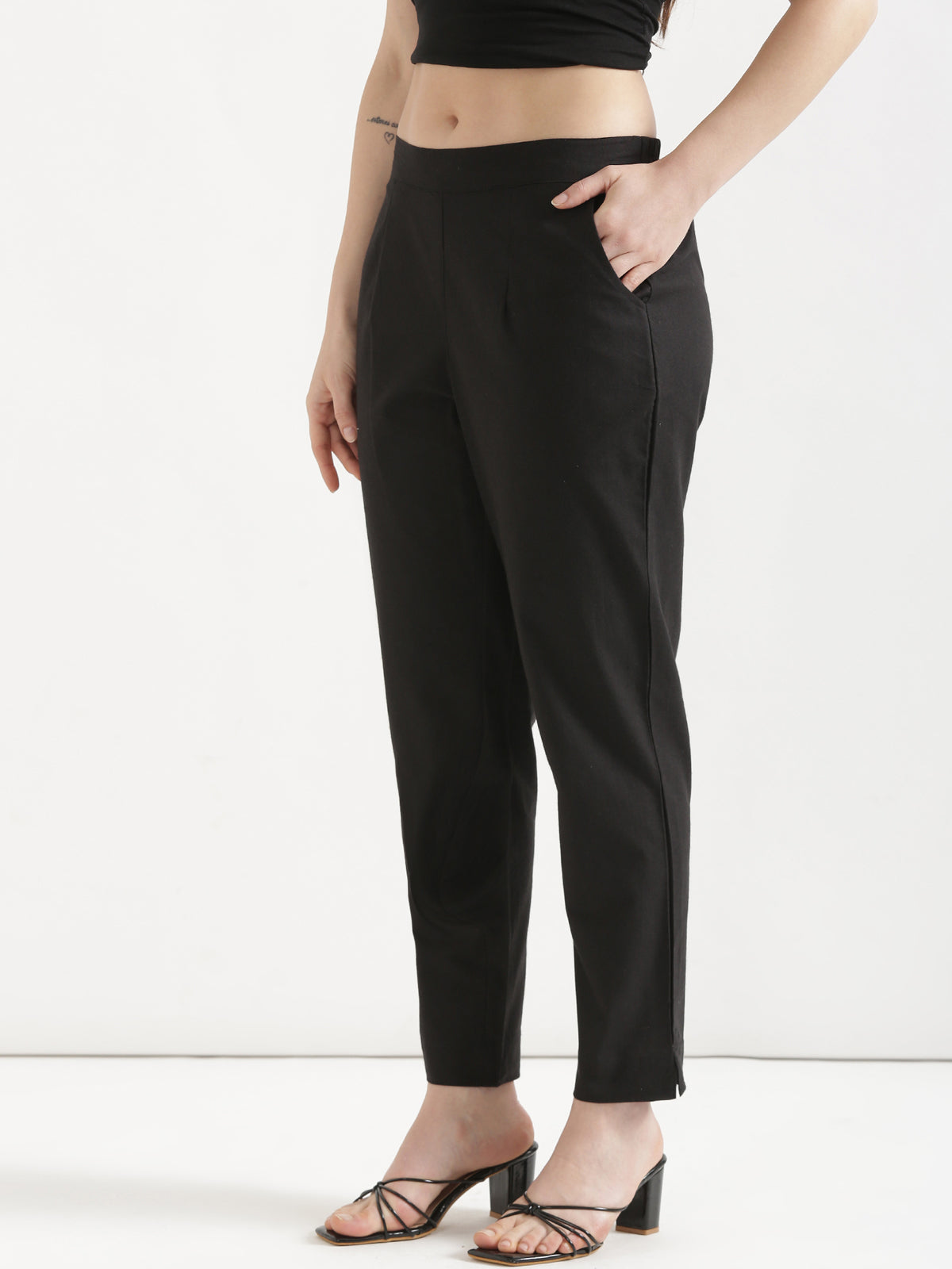 Women Black Cotton Pant