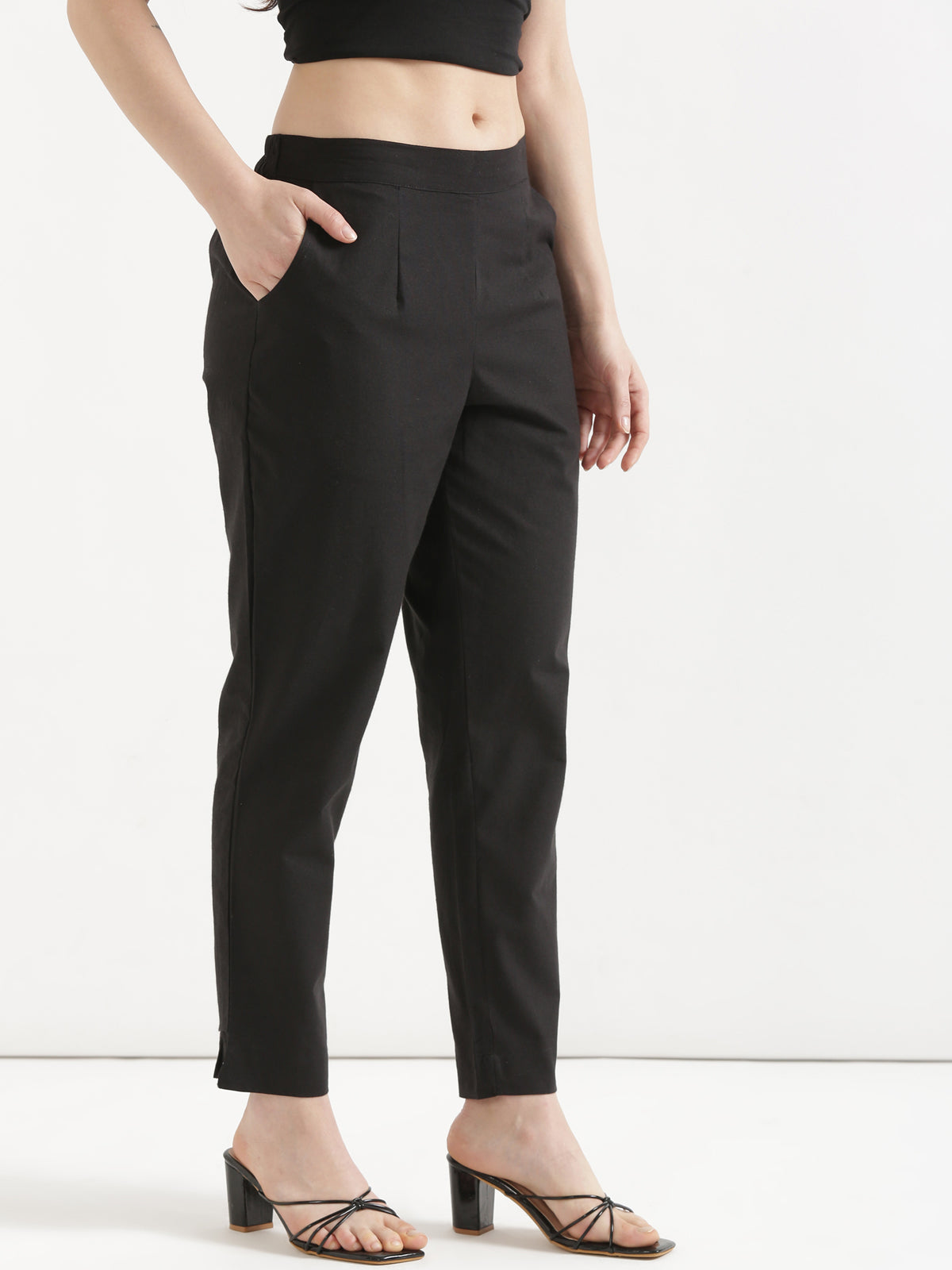 Women Black Cotton Pant