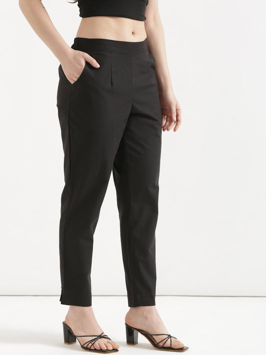 Women Black Cotton Pant