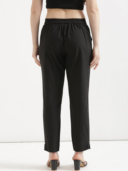 Women Black Cotton Pant