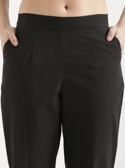 Women Black Cotton Pant