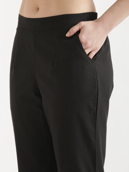 Women Black Cotton Pant