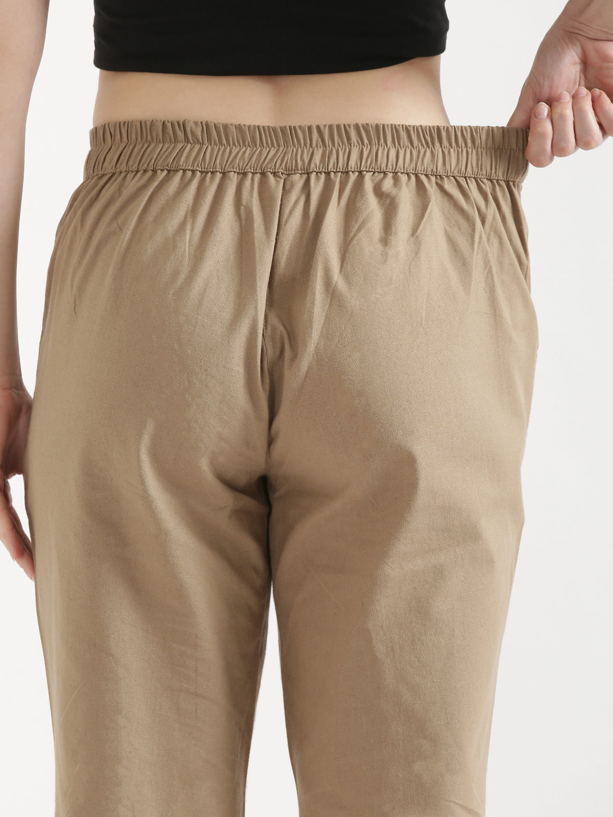 Women Chiku Brown Cotton Pant