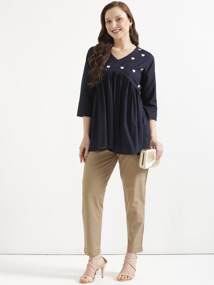 Women Chiku Brown Cotton Pant