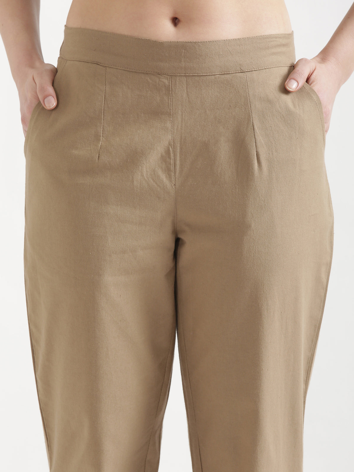 Women Chiku Brown Cotton Pant