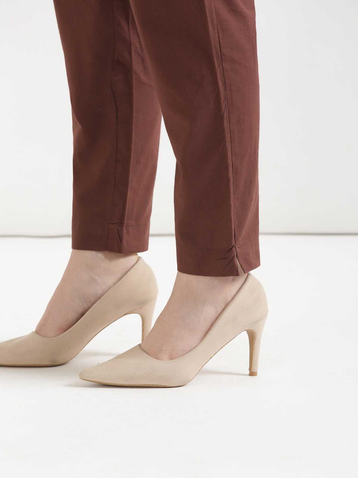 Women Coffee Brown Cotton Pant