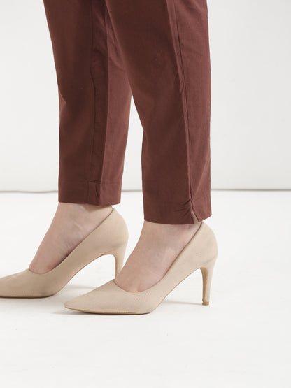 Women Coffee Brown Cotton Pant