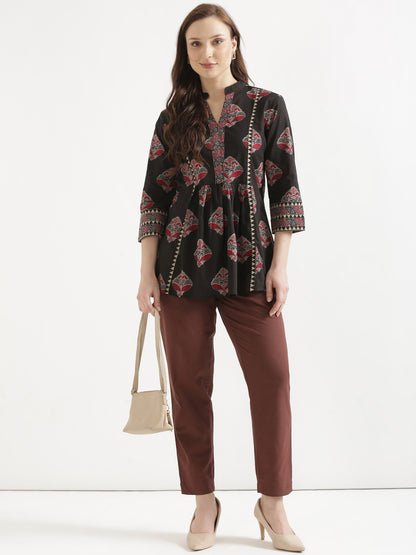 Women Coffee Brown Cotton Pant