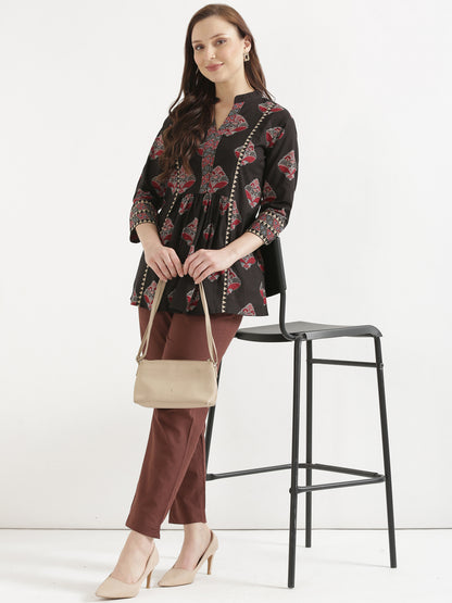 Women Coffee Brown Cotton Pant