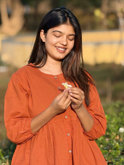 AURA Rust Solid Cotton Short Top