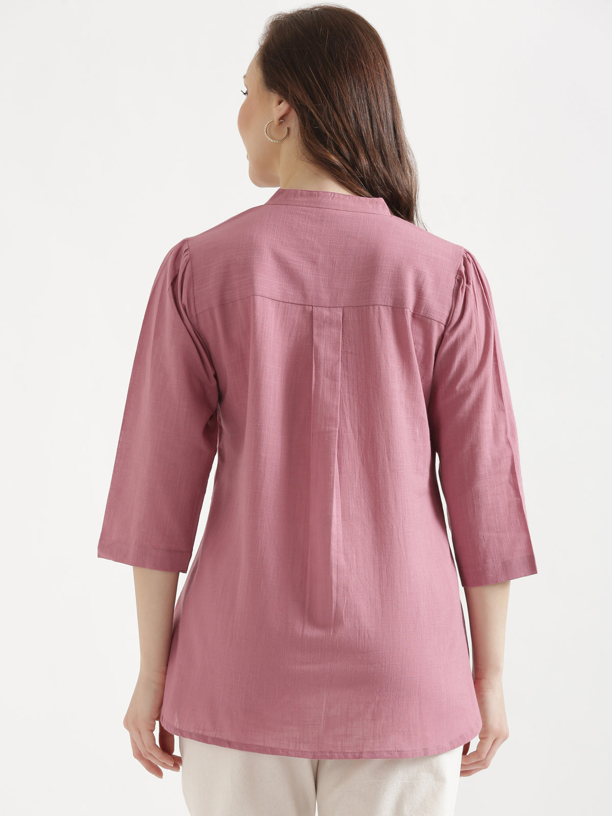 ELIO Mauve Pink Embroidered Cotton Short Top