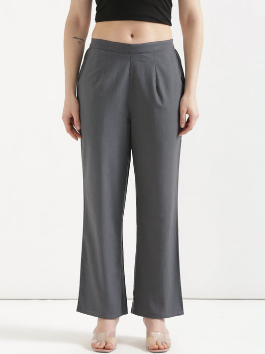Women Gray Wide Leg Pant