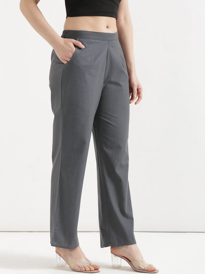 Women Gray Wide Leg Pant