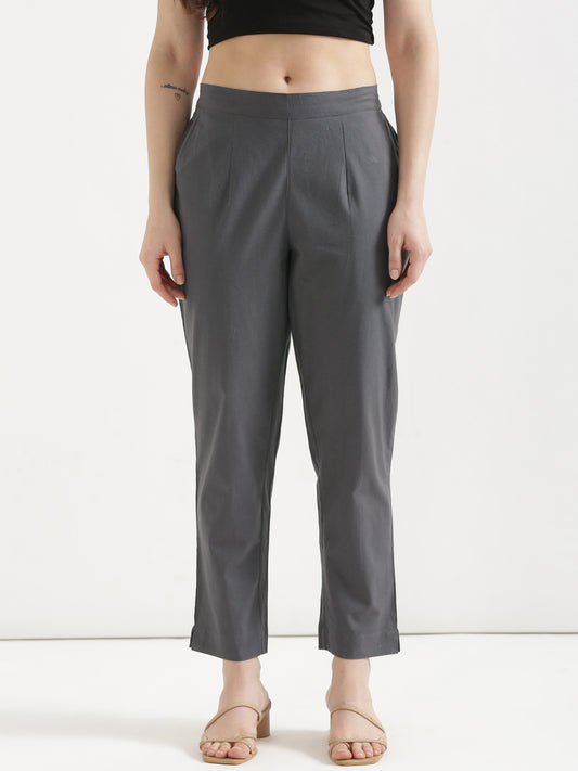 Women Gray Cotton Pant