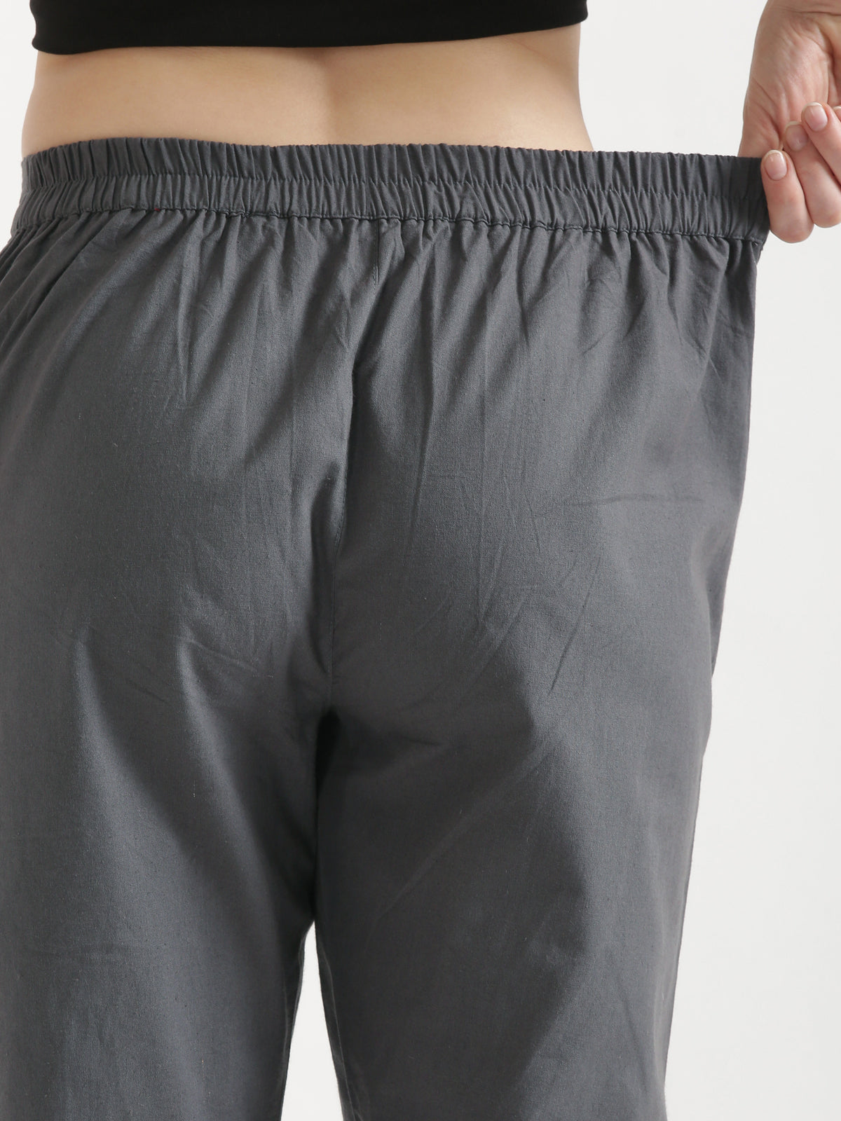Women Gray Cotton Pant