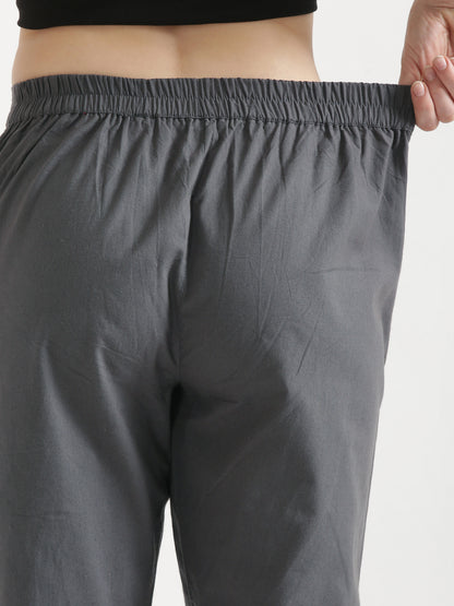 Women Gray Cotton Pant