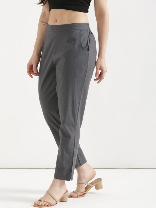 Women Gray Cotton Pant