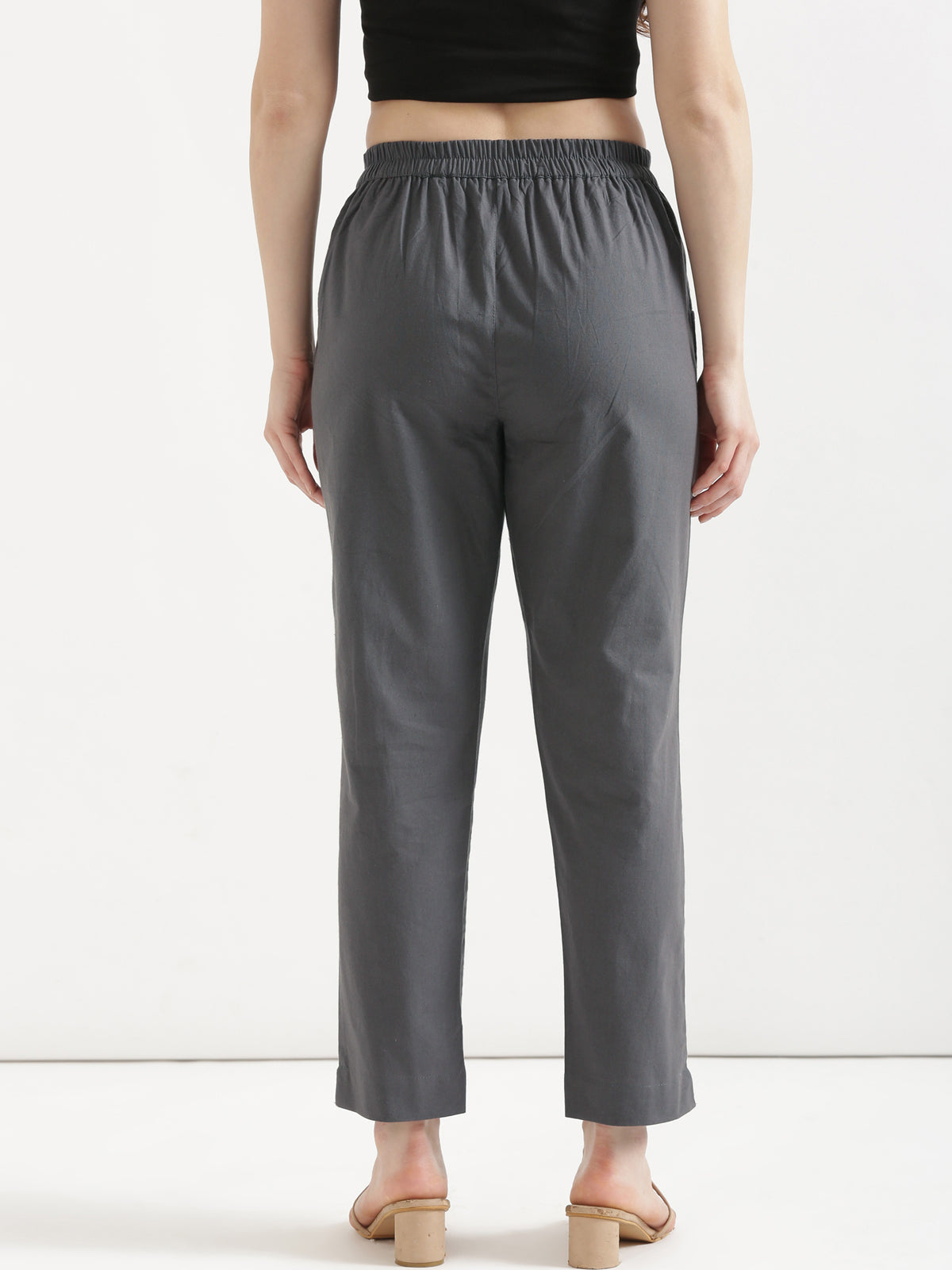 Women Gray Cotton Pant