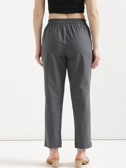 Women Gray Cotton Pant