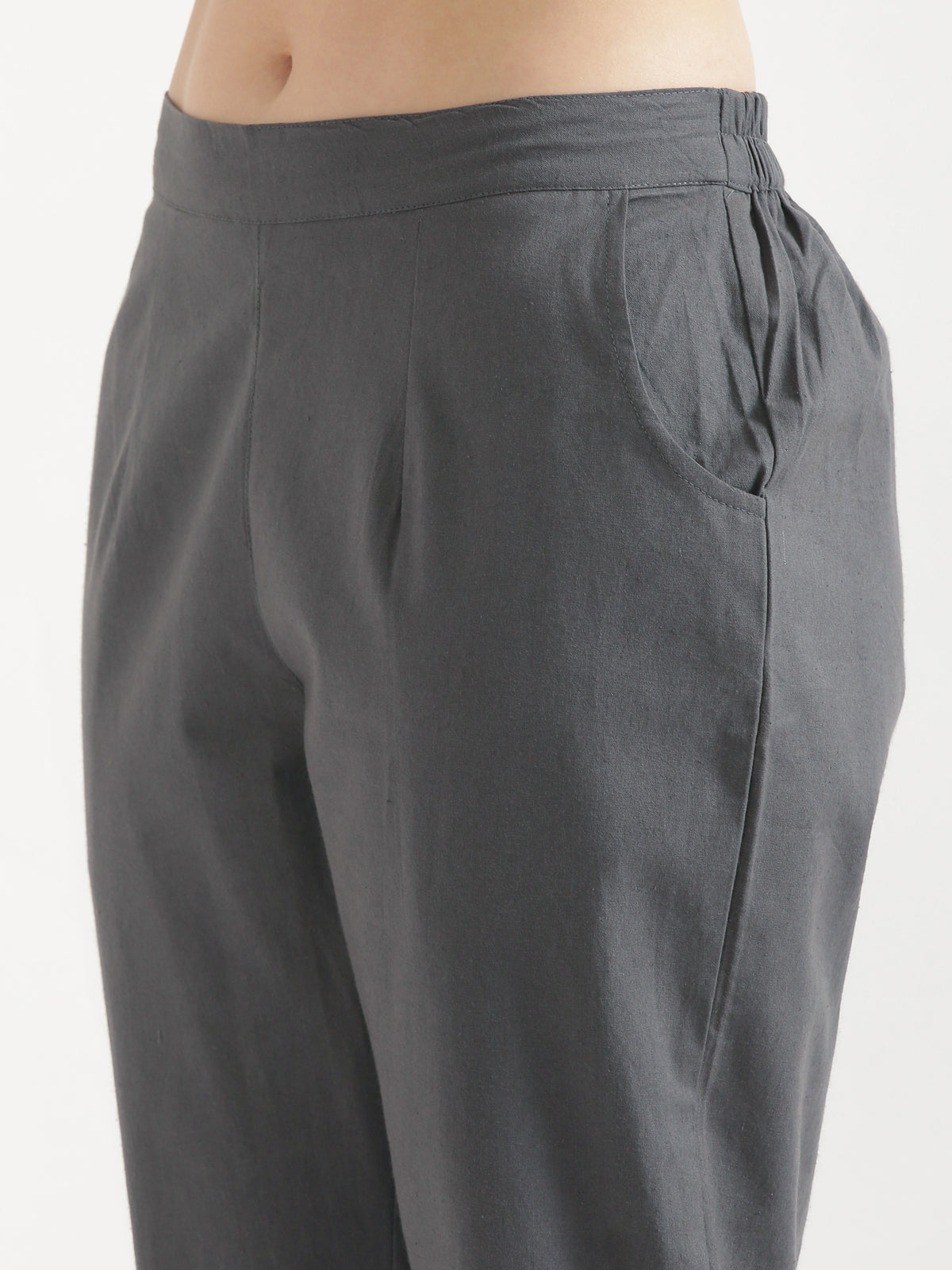 Women Gray Cotton Pant