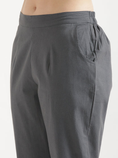 Women Gray Cotton Pant