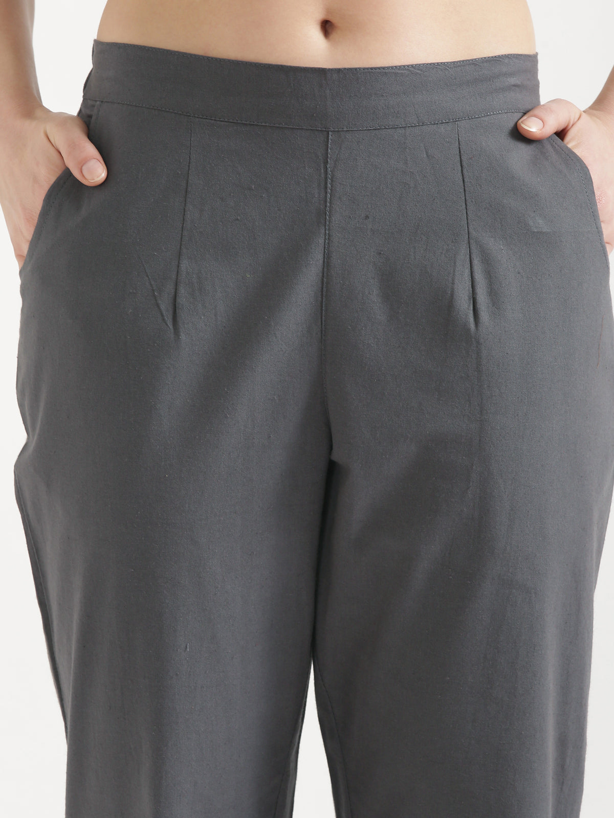Women Gray Cotton Pant
