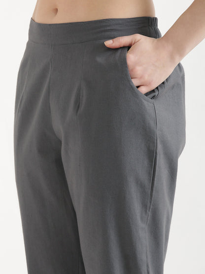 Women Gray Cotton Pant