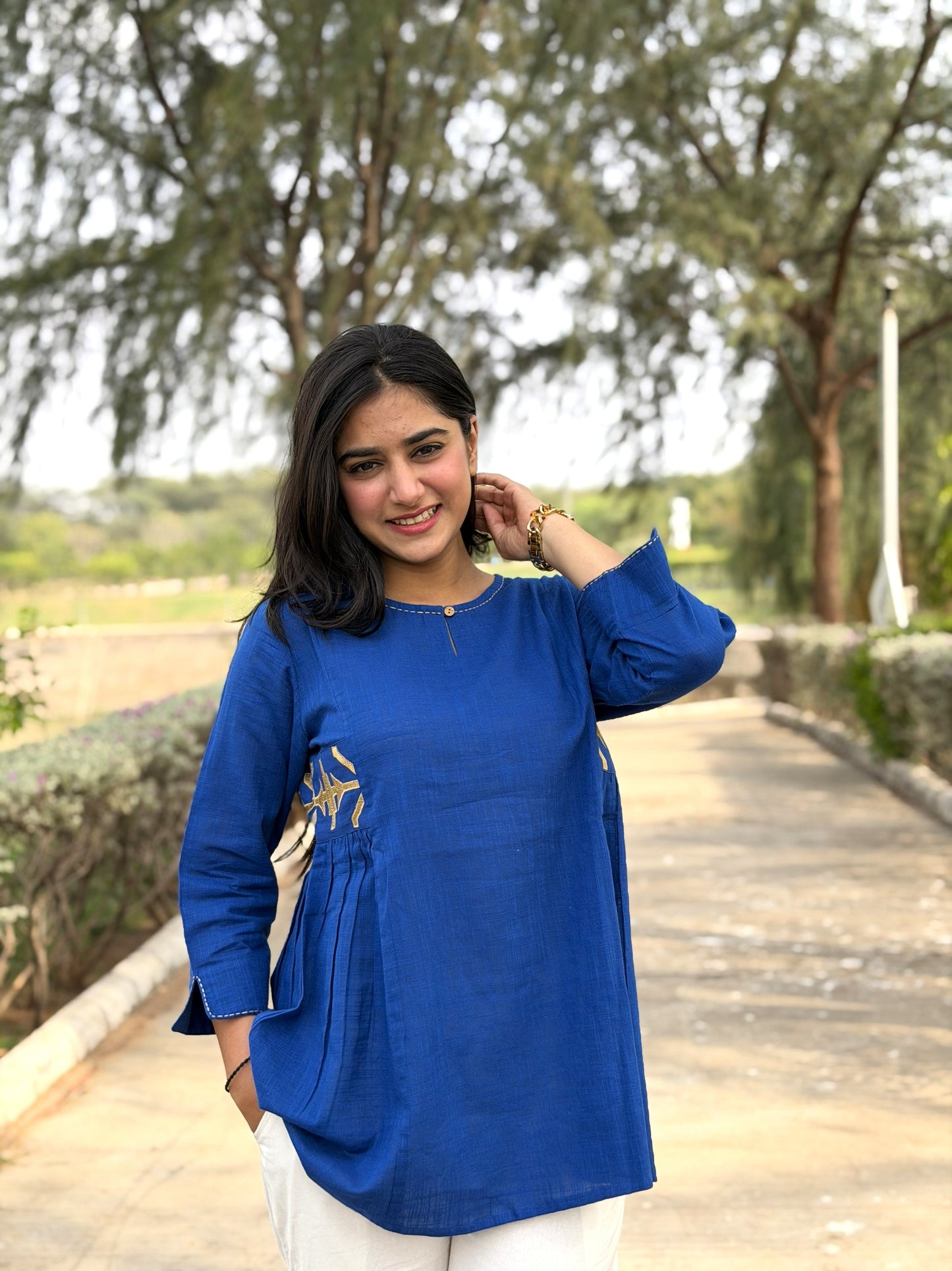 ZARIA Royal Blue Cotton Short Top