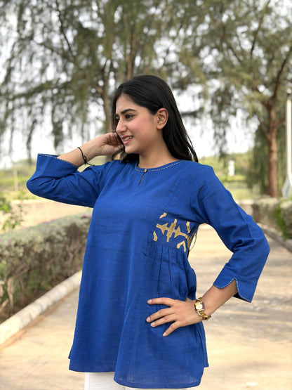 ZARIA Royal Blue Cotton Short Top